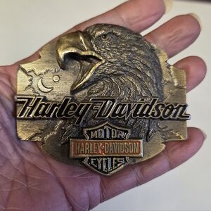 Vintage 90s Siskiyou Buckle Harley Davidson Eagle Head Pewter Belt Buckle